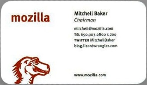 The business card of Mitchell Baker