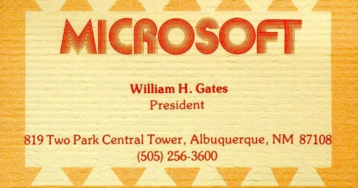 The business card of Bill Gates