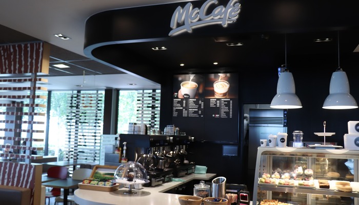 McCafe counter in a McDonald's restaurant in Amsterdam