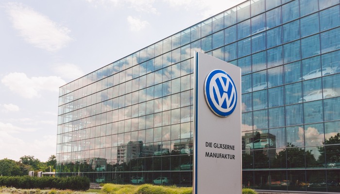 Exterior of Volkswagen factory in Dresden, Germany