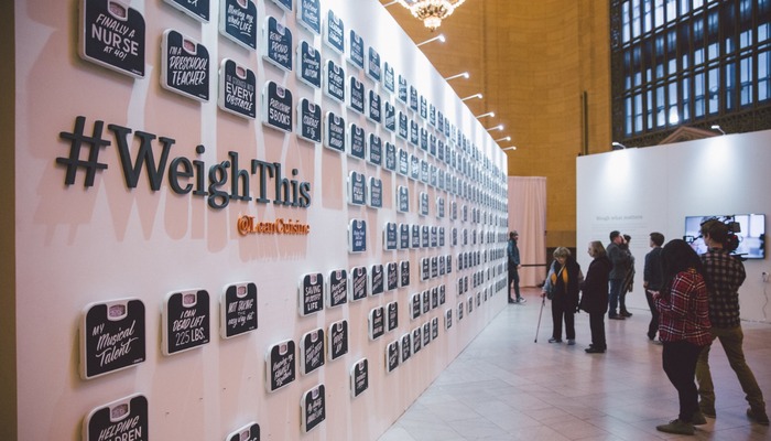 The #WeighThis campaign at Grand Central Station in New York City