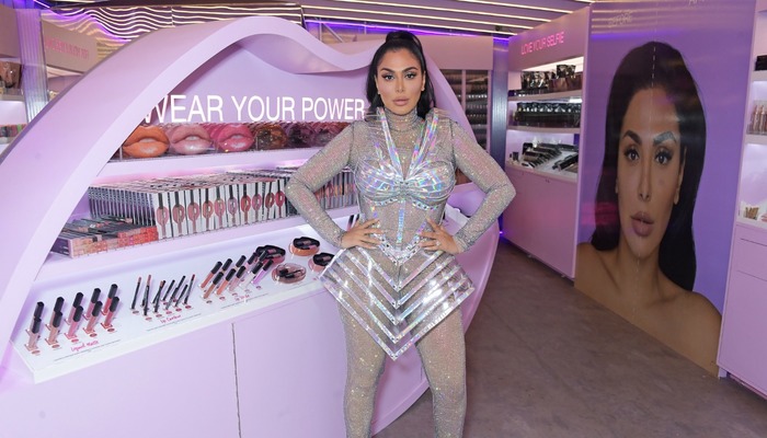 Beauty influencer Huda Kattan at an event in London, UK