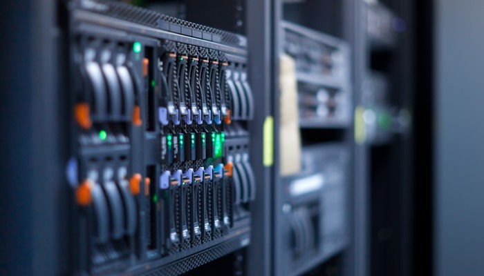 Close up of a server in a data centre