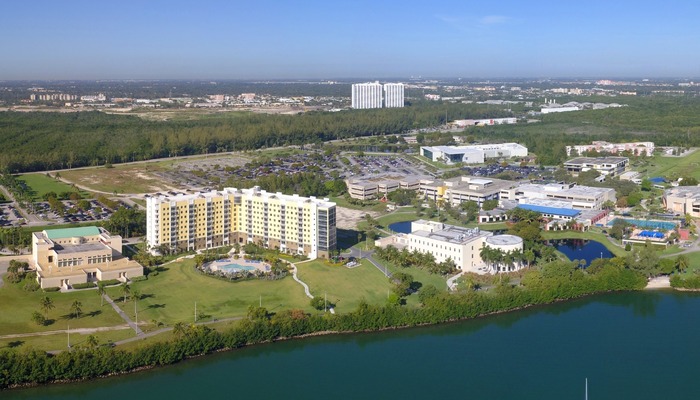 Superior view of Florida International University campus in Miami