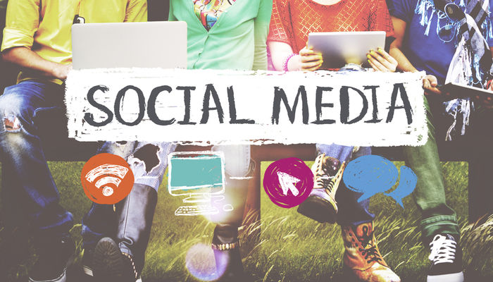 Group of people using social media